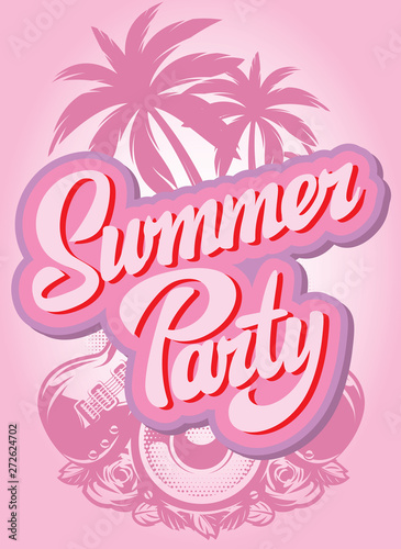 Vector color poster template for summer party