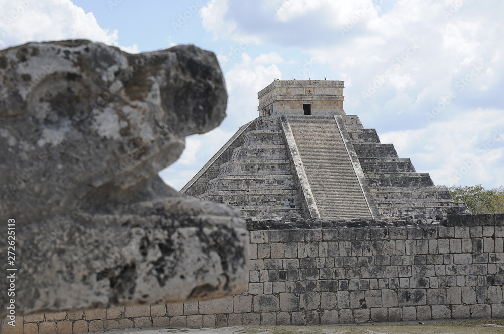 Maya pyramid. Historical ruins of ancient civilization of Maya.Chicen Itsa, Mexico.