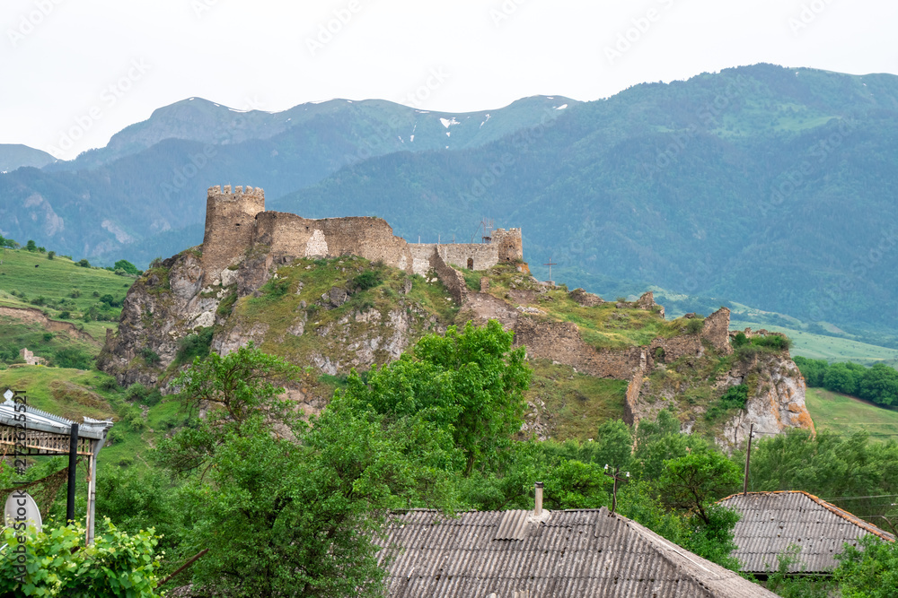 Atskuri fortress in georgian countryside. Traveling in caucasus, beautiful Georgia