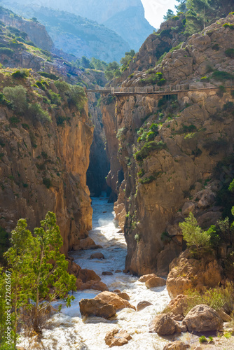 View of El Caminito del Rey tourist attraction Malaga, Spain.