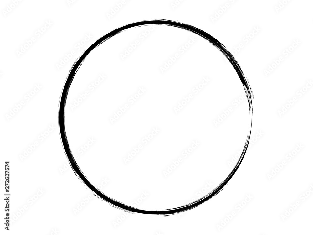 Grunge circle made of black ink with art brush.Grunge oval shape made for your design.