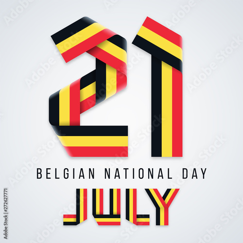 July 21, Belgium National Day congratulatory design with Belgian flag colors. Vector illustration.