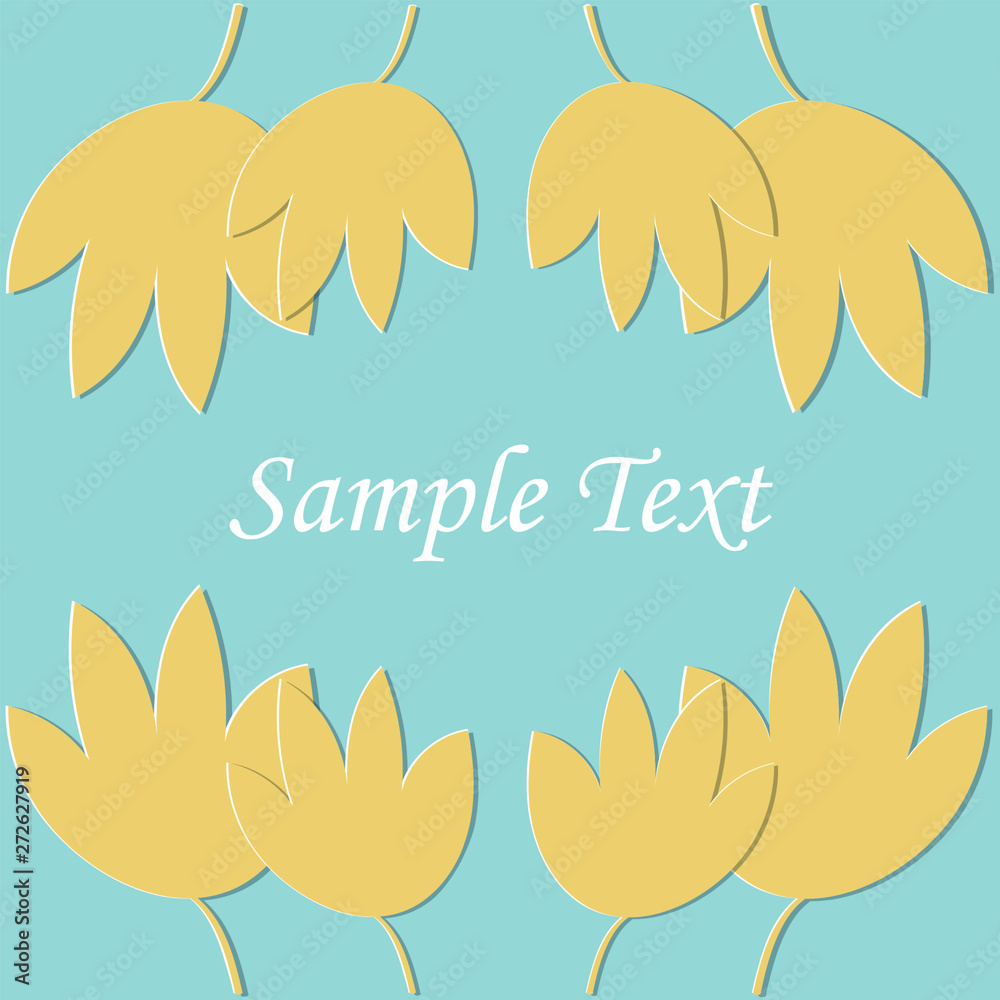 Pattern with beautiful falling gold colored leaves. Autumn background. Realistic trendy craft style. Origami design template.