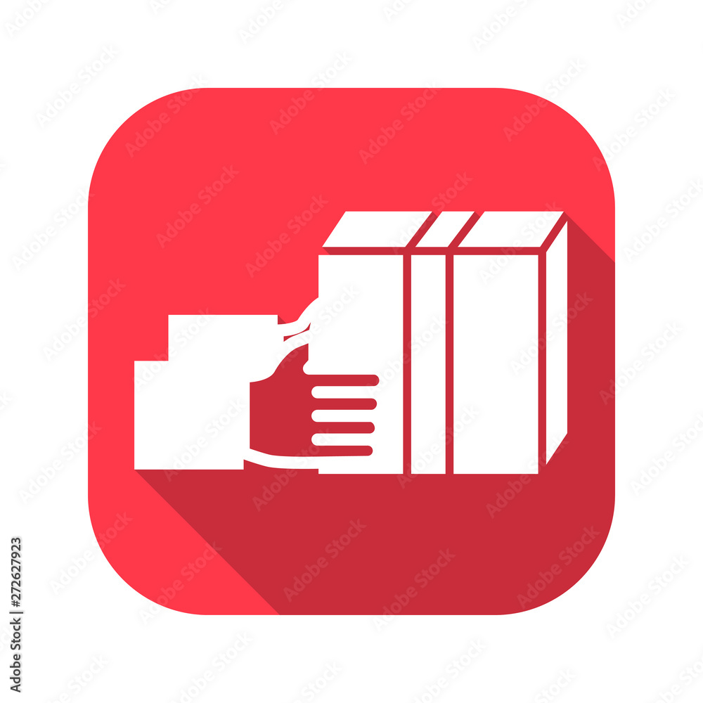 hand box vector red icon in modern flat style isolated. Symbol hand box is good for your web design. hand box vector red icon in modern flat style isolated. Symbol hand box is good for your web design.