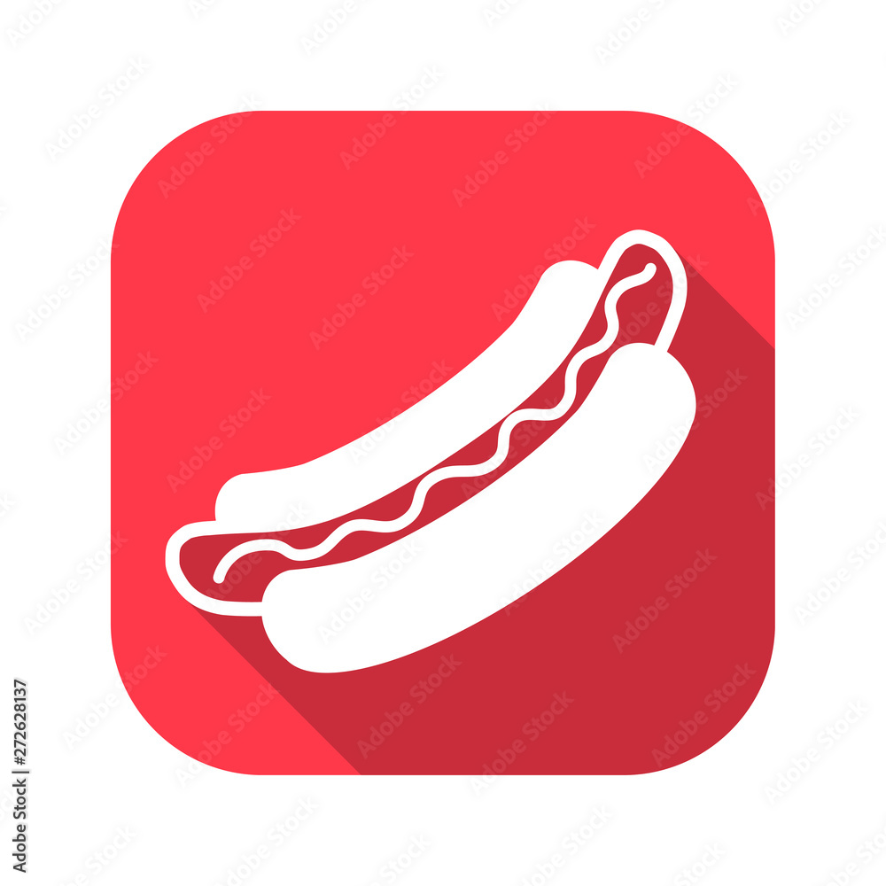 Hot dog vector red icon in modern flat style isolated. Hot dog can support is good for your web design. Hot dog vector red icon in modern flat style isolated. Hot dog can support is good for your web design.