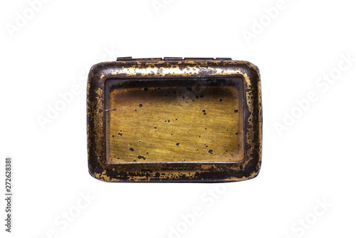 Tin metal box, rustuc patina