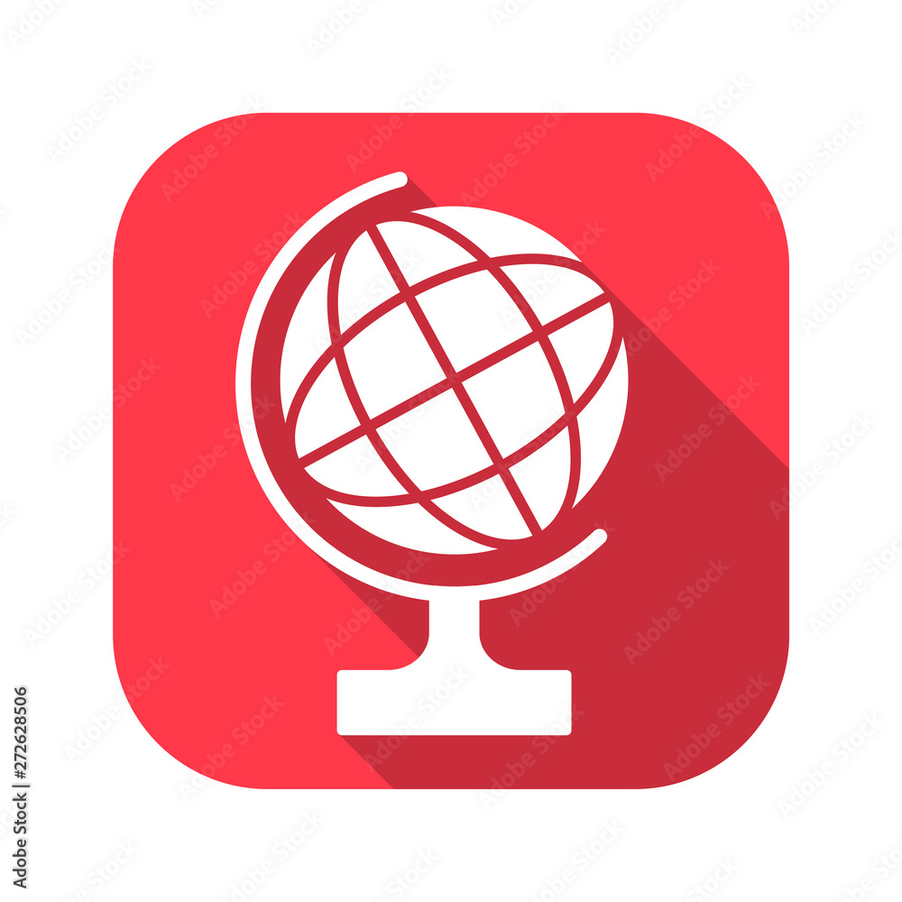 Globe vector red icon in modern flat style isolated. Globe can support is good for your web design. Globe vector red icon in modern flat style isolated. Globe can support is good for your web design.