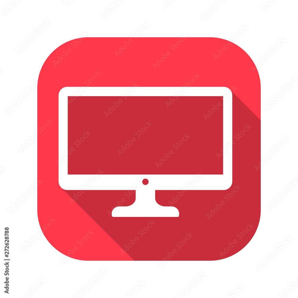 Monitor vector red icon in modern flat style isolated. Monitor can support is good for your web design. Monitor vector red icon in modern flat style isolated. Monitor can support is good for your web design.