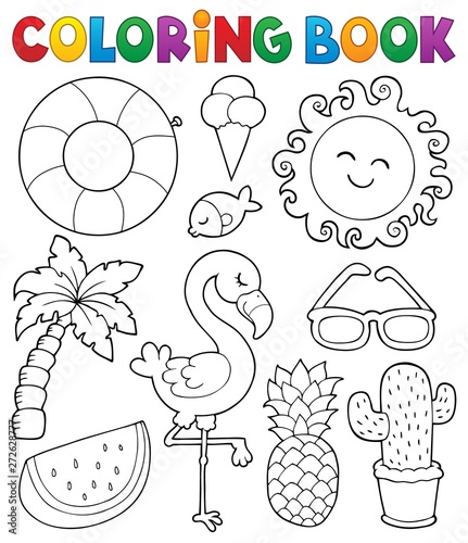 Coloring book summer theme collection 1