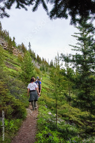 group walking in bear country in canada