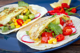 delicious fresh fish tacos closeup