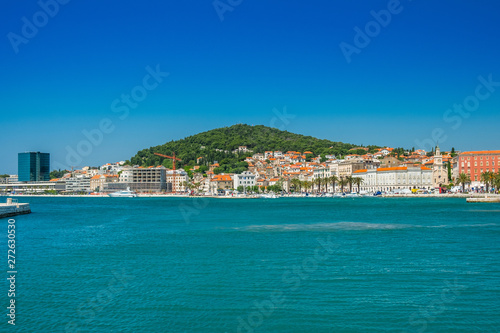 Split, Croatia, view on waterfront and old city, Adriatic coast, seascape