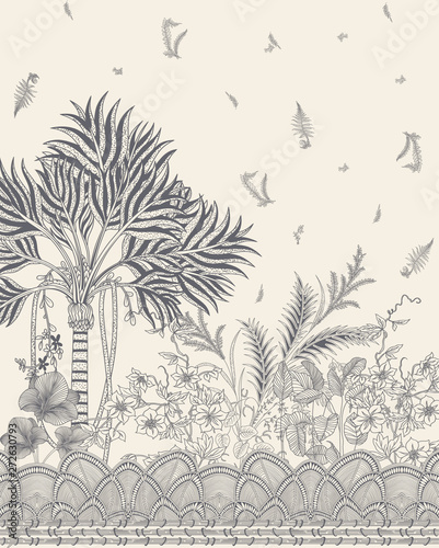 Abstract floral background illustration for Digital Textile Prints