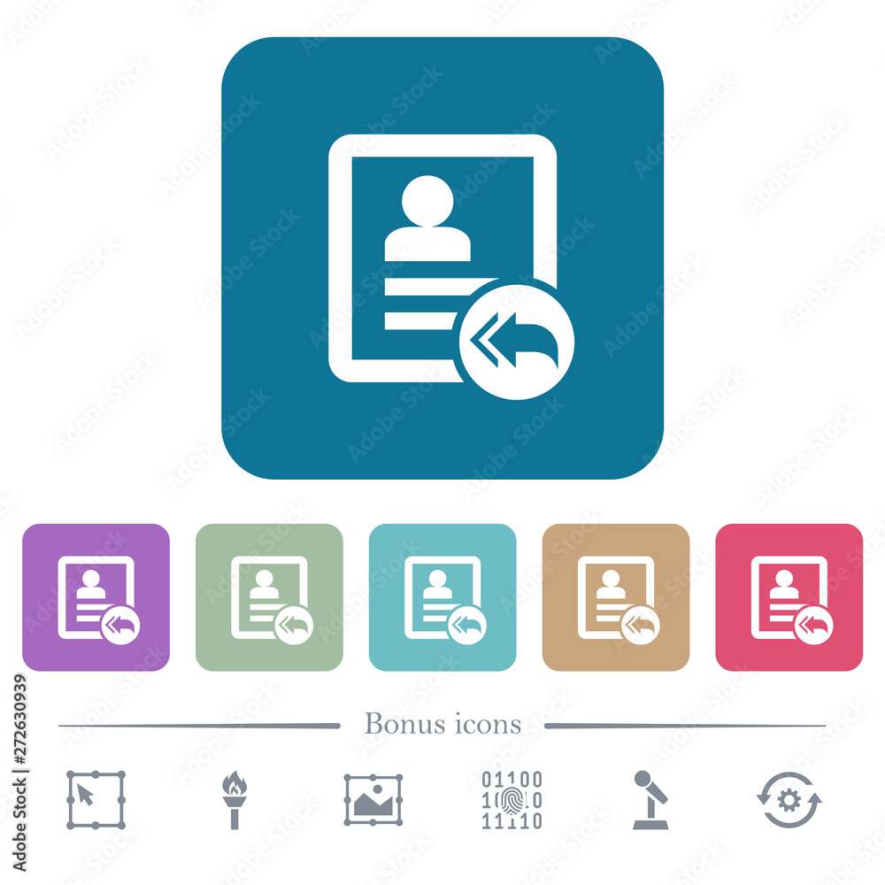 Contact reply to all flat icons on color rounded square backgrounds Contact reply to all flat icons on color rounded square backgrounds