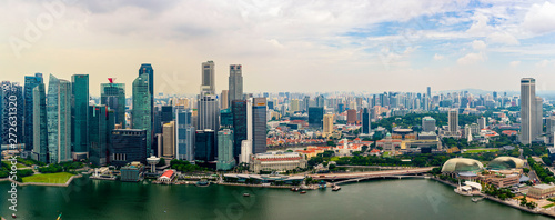 Singapore  25 April 2019  Bbusiness district panorama over Marina Bay