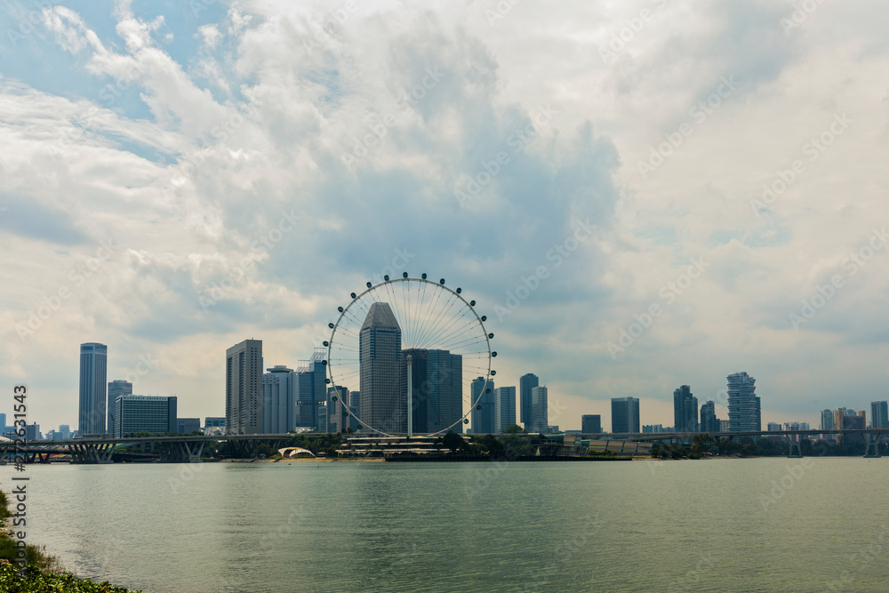 Singapore - APRIL 25, 2019 : Singapore Flyer at morning - the Largest Ferris Wheel in the World