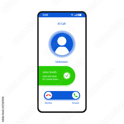 Obraz na plátně ID call smartphone interface vector template