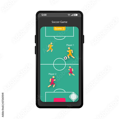 Soccer game app smartphone interface vector template