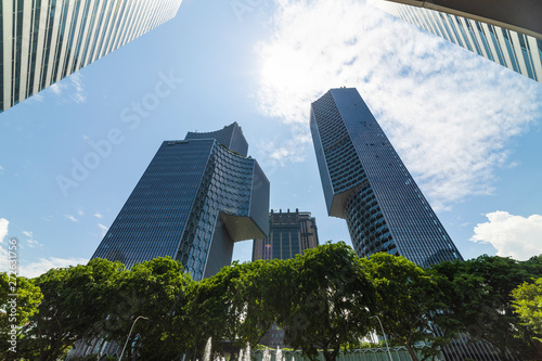 Various modern buildings with futuristic design in Singapore 25 APRIL 2109.