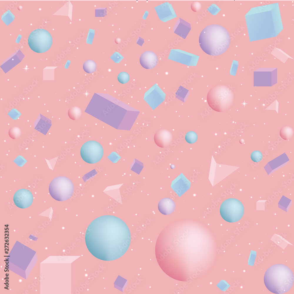 3D realistic vector pattern with simple geometric figures 3D realistic vector pattern with simple geometric figures