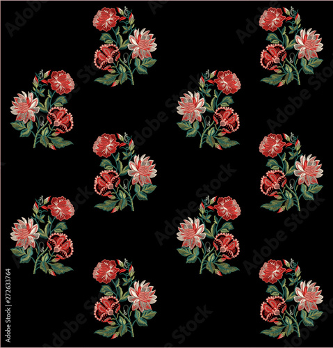 pattern with flowers Mughal flower manually illustrated for Digital Textile Printing , mughal garden , mughal art