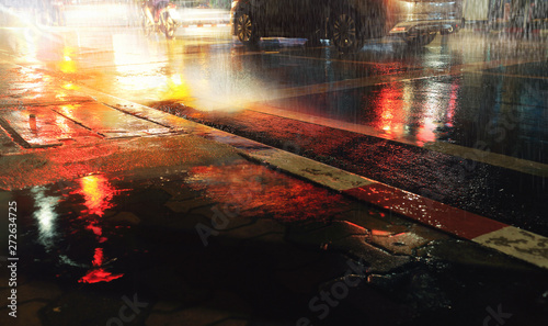 Hard rain fall in the city,night scenes.