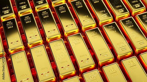 Photos Gold bar close up shot. wealth business success concept..