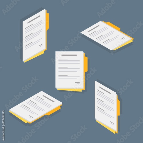Document, Contract papers, Report, Agreement, Isometric, Vector, Flat icon
