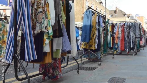 Women clothing on a street market.