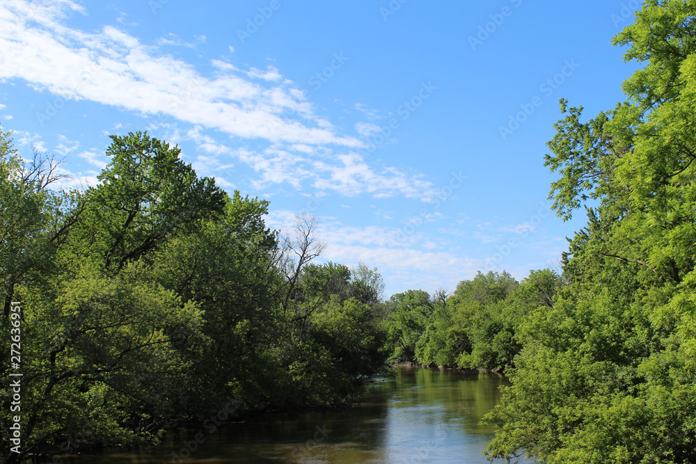 Cirrus cliouds over the Des Plaines River at Algonquin Woods