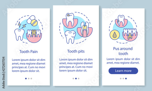 Disease symptoms onboarding mobile app page screen with linear concepts