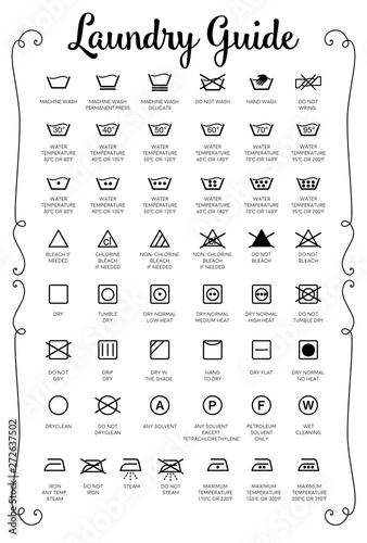 Laundry Guide vector icons, symbols collection