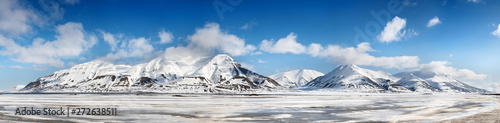 Panorama of the Isfjorden and mountains from Longyearbyen photo