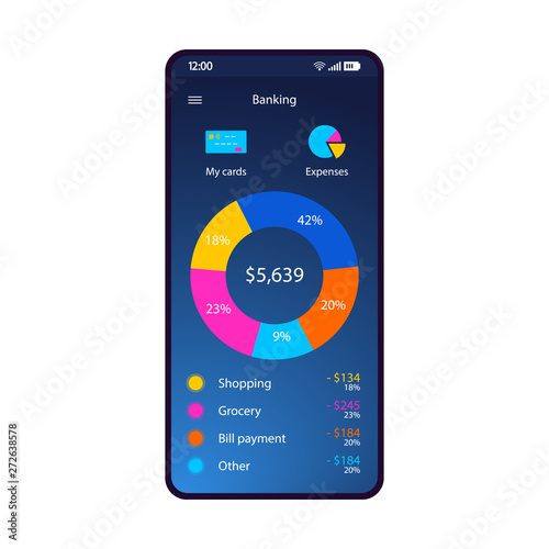Banking smartphone interface vector template