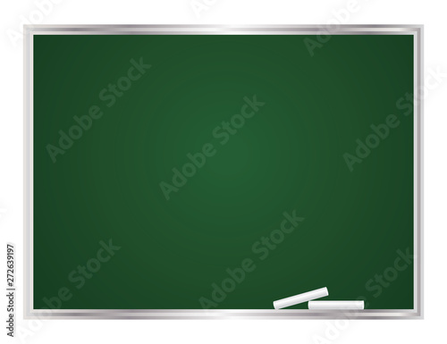 Green blank vector chalkboard. Education background.