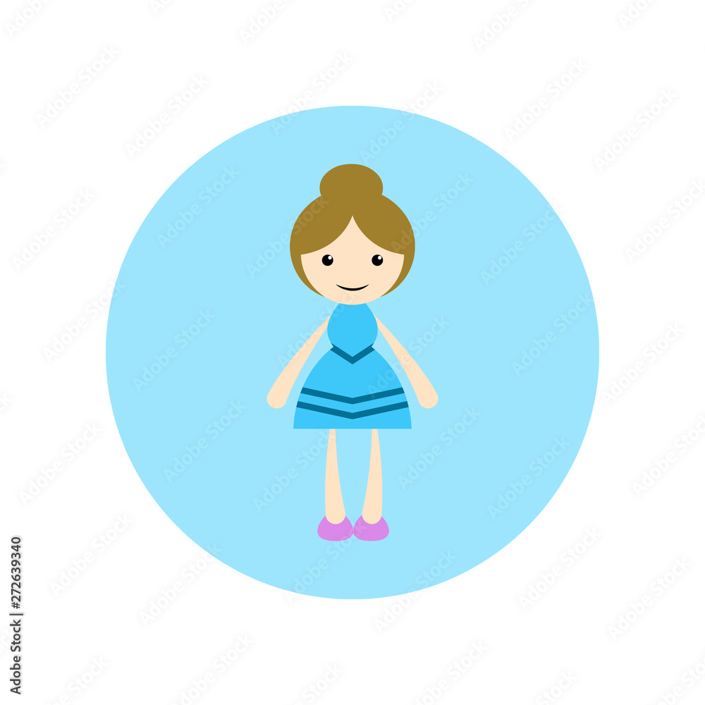 Girl, beautiful illustration, flat animated cartoon illustration