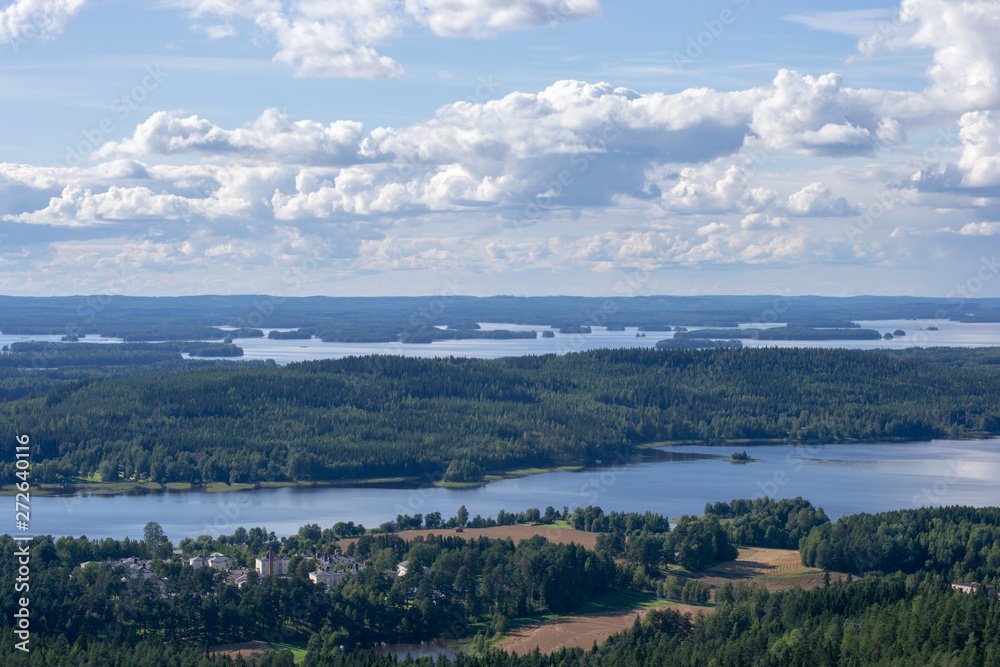 Beautiful view of Kuopio from the Puijo tower nature green and water