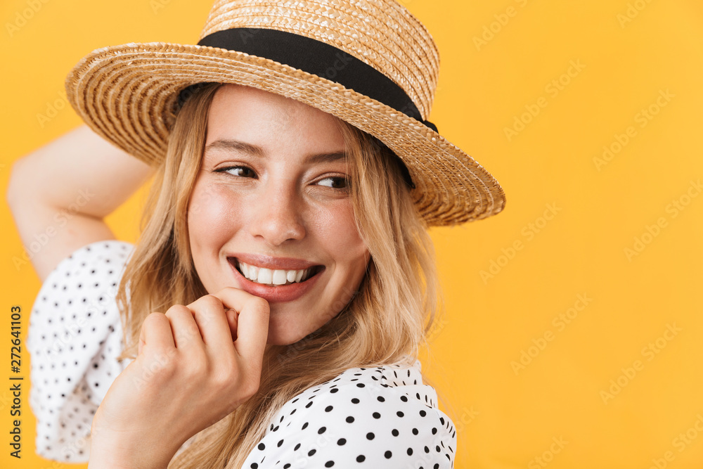 Beautiful young blonde woman wearing summer dress Beautiful young blonde woman wearing summer dress