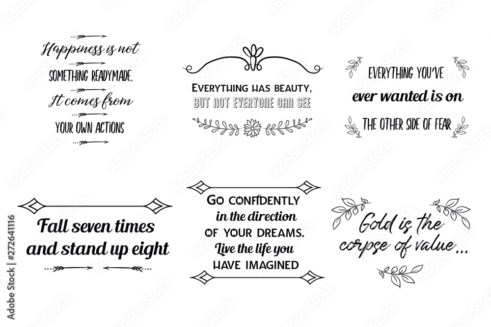 Set of Calligraphy sayings for print. Vector Quotes about business and success