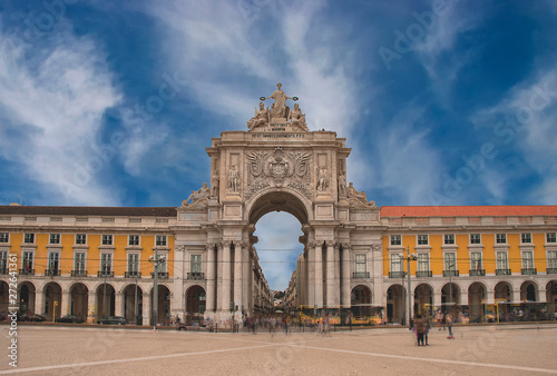 The Rua Augusta Arch next to the Praça do Comércio in Lisbon, Portugal
