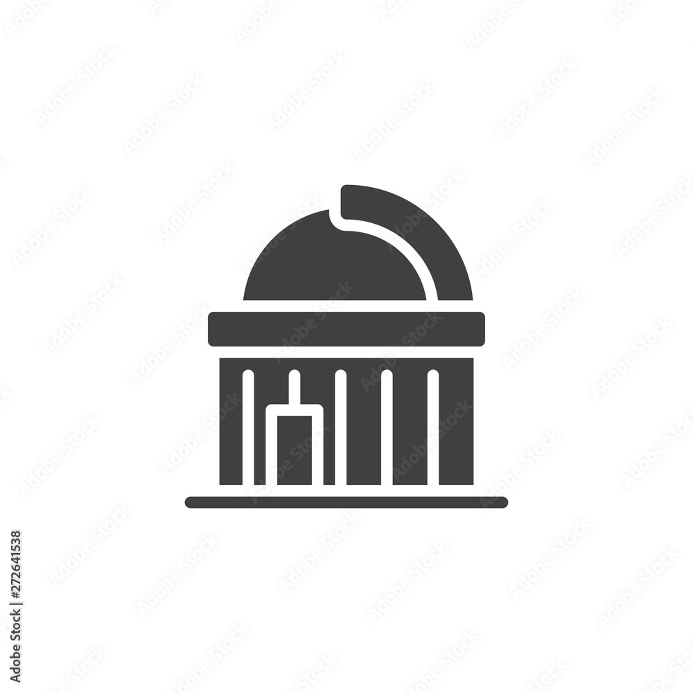 Observatory building vector icon. filled flat sign for mobile concept and web design. Astronomy observatory glyph icon. Symbol, logo illustration. Vector graphics