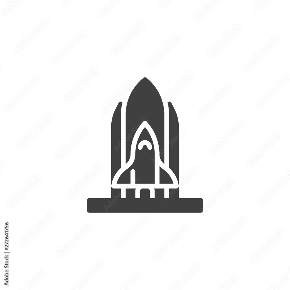 Space shuttle vector icon. filled flat sign for mobile concept and web design. Rocket launch glyph icon. Symbol, logo illustration. Vector graphics Space shuttle vector icon. filled flat sign for mobile concept and web design. Rocket launch glyph icon. Symbol, logo illustration. Vector graphics