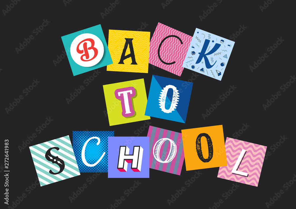 Abstract vector back to school concept funny letters Abstract vector back to school concept funny letters