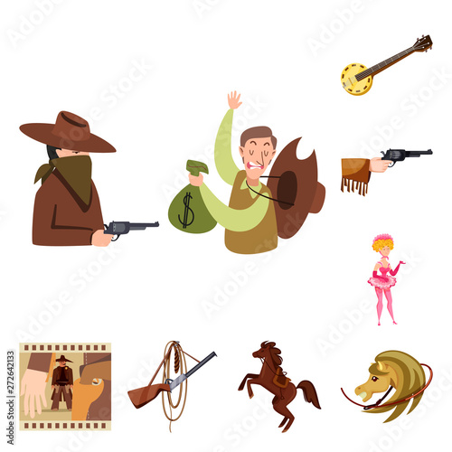 Vector design of wild and west icon. Set of wild and american stock vector illustration.