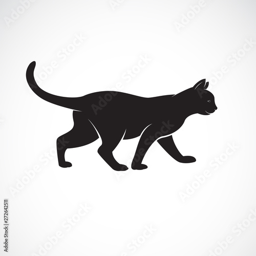 Vector of cat walking on a white background. Pet. Animals. Cat logo or icon. Easy editable layered vector illustration.
