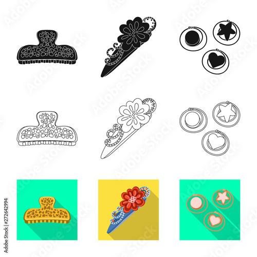 Vector illustration of beauty and fashion logo. Set of beauty and female vector icon for stock.
