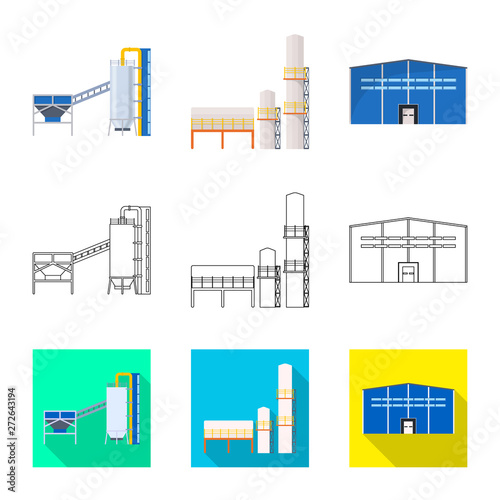 Vector illustration of production and structure sign. Set of production and technology stock symbol for web.