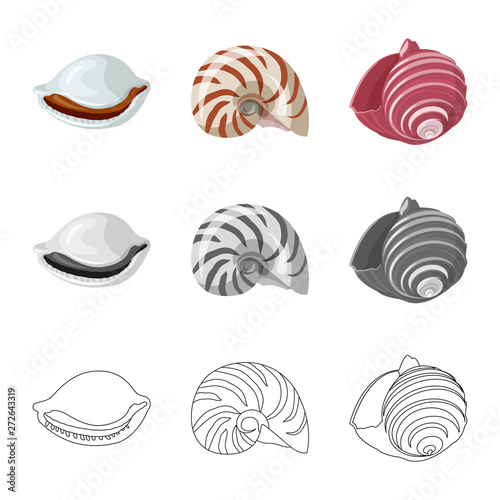 Vector design of animal and decoration sign. Collection of animal and ocean vector icon for stock.
