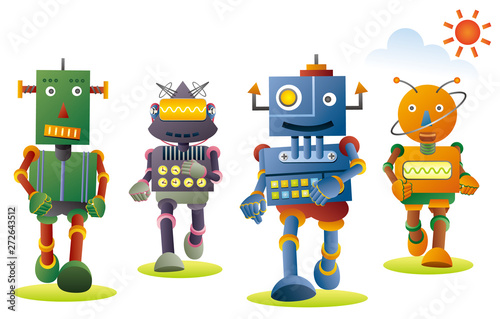 ジョギングするロボット達