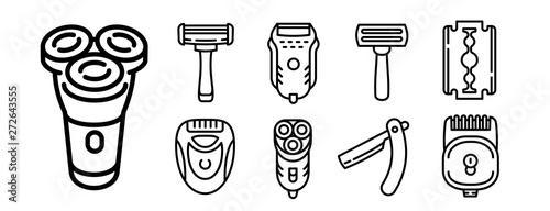 Shaver icons set. Outline set of shaver vector icons for web design isolated on white background photo